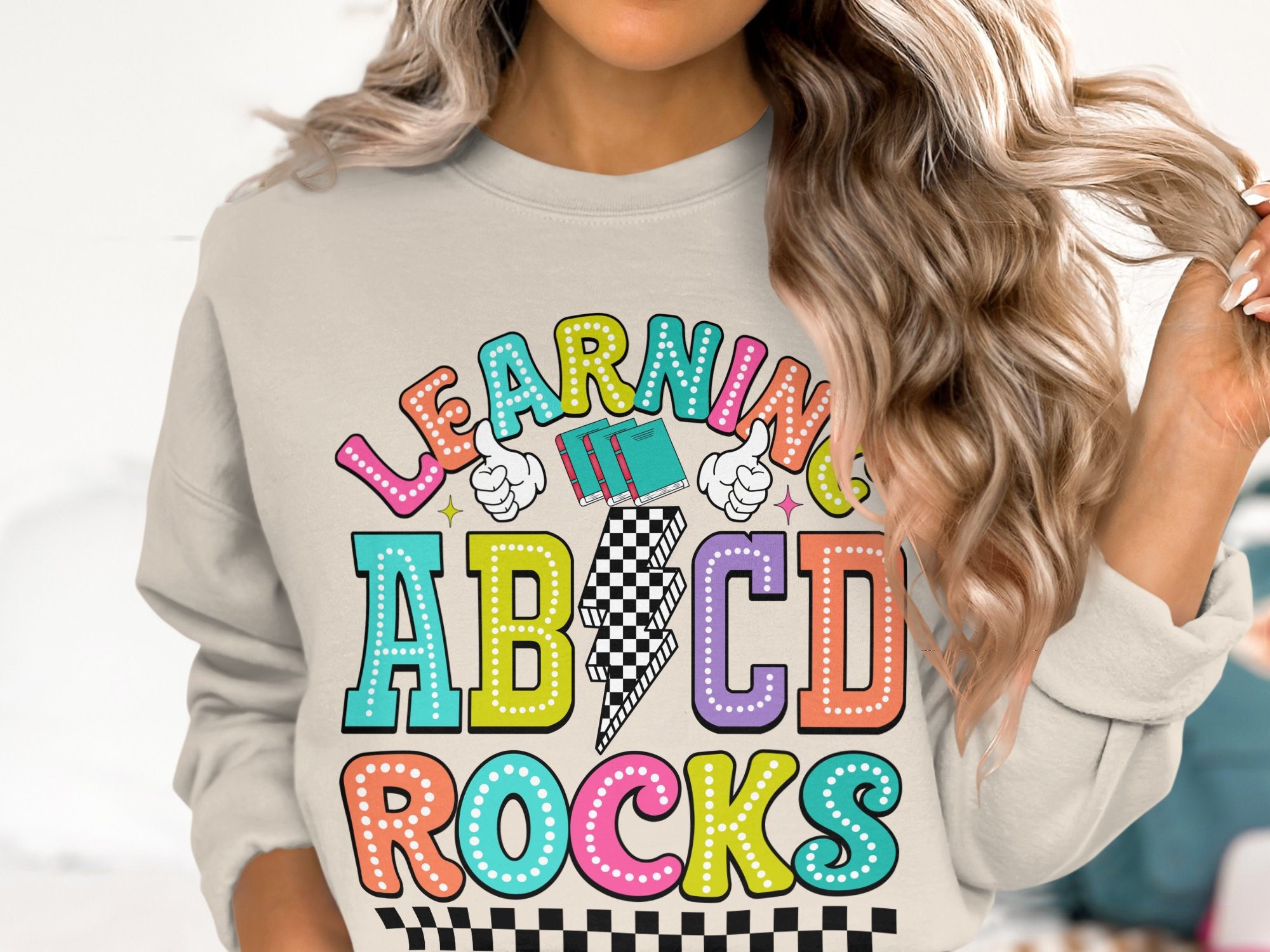 Retro Teacher ABCD Rocks Png, Back to School Sublimation Design ...