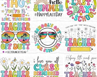 Ensemble de professeurs de fin d'études au format PNG, designs pour les vacances d'été (téléchargement numérique)