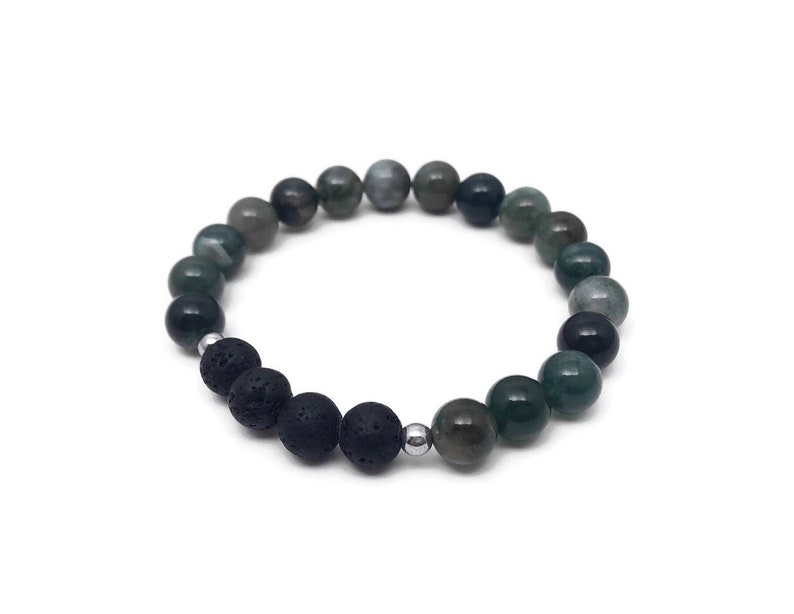 Green Moss Agate Essential Oil Bracelet Lava Stone Diffuser | Etsy
