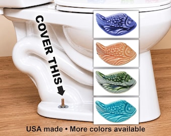 Fish ceramic toilet caps in many colors, Fun Bath Decor, set of 2