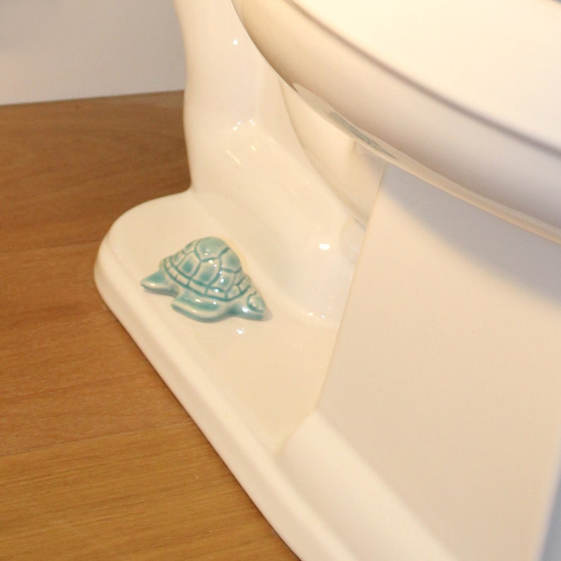 2 Sea Turtle Toilet Bolt Caps in Turquoise Blue Glaze While Etsy in