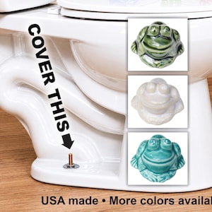Frog Ceramic Toilet Bolt Caps in multiple colors, Fun bath decor, Set of 2