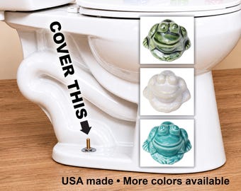 Frog Ceramic Toilet Bolt Caps in multiple colors, Fun bath decor, Set of 2