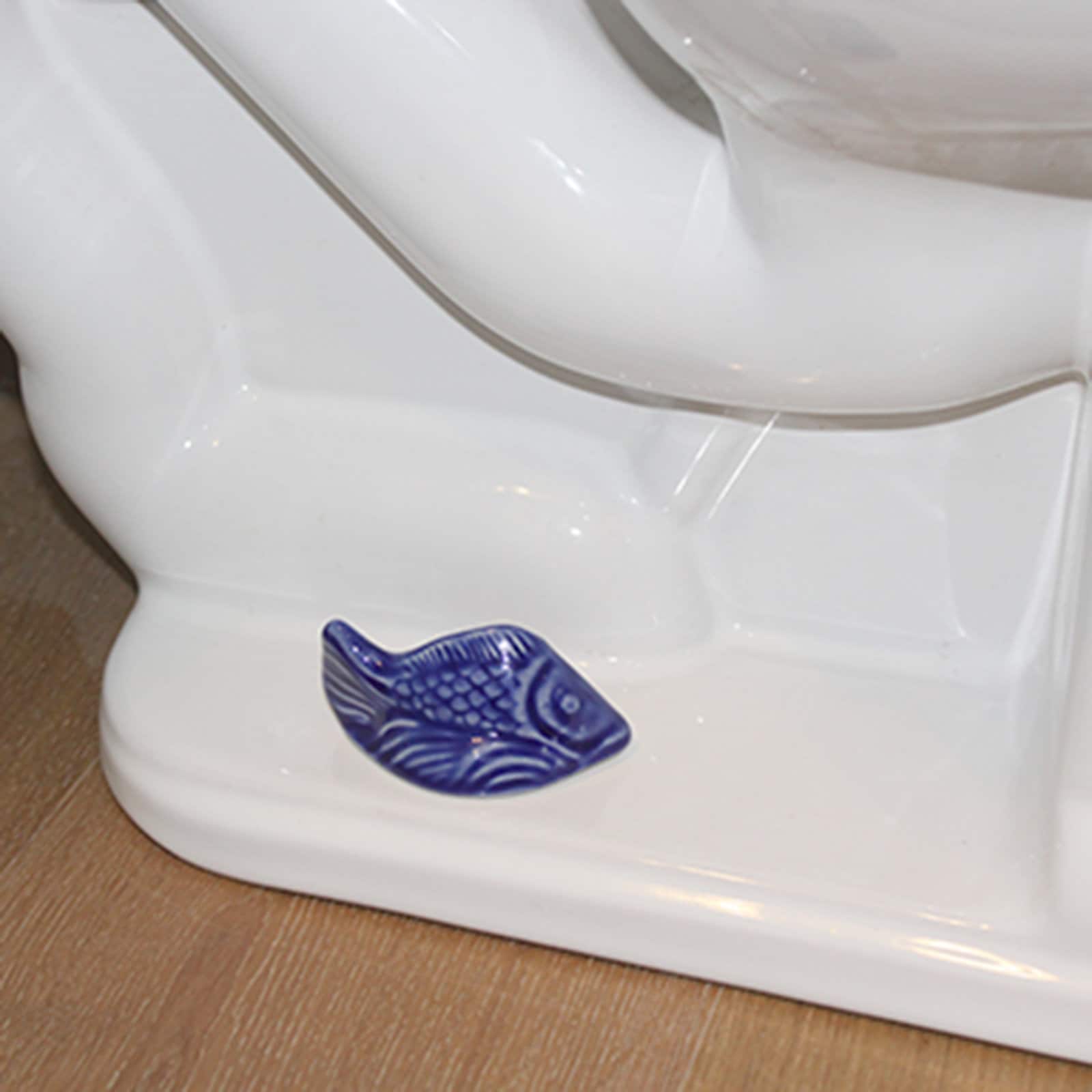 Set of 2 Fish Toilet Bolt Covers in Cobalt Blue Glaze Etsy