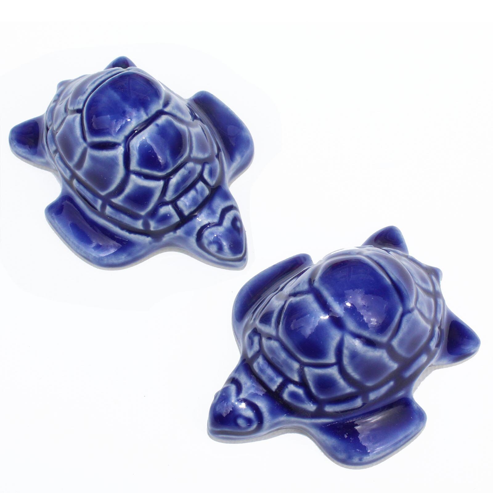 2 Sea Turtle Toilet Bolt Covers in Cobalt Blue Glaze Etsy