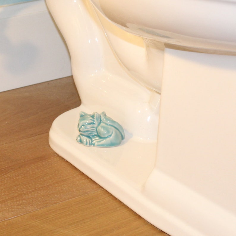 Turquoise Toilet Bolt Covers Set of 2 Sleeping Cats Etsy