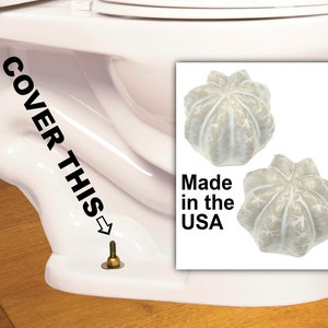 Cactus ceramic toilet caps in a beige & white opalescent glaze, set of 2