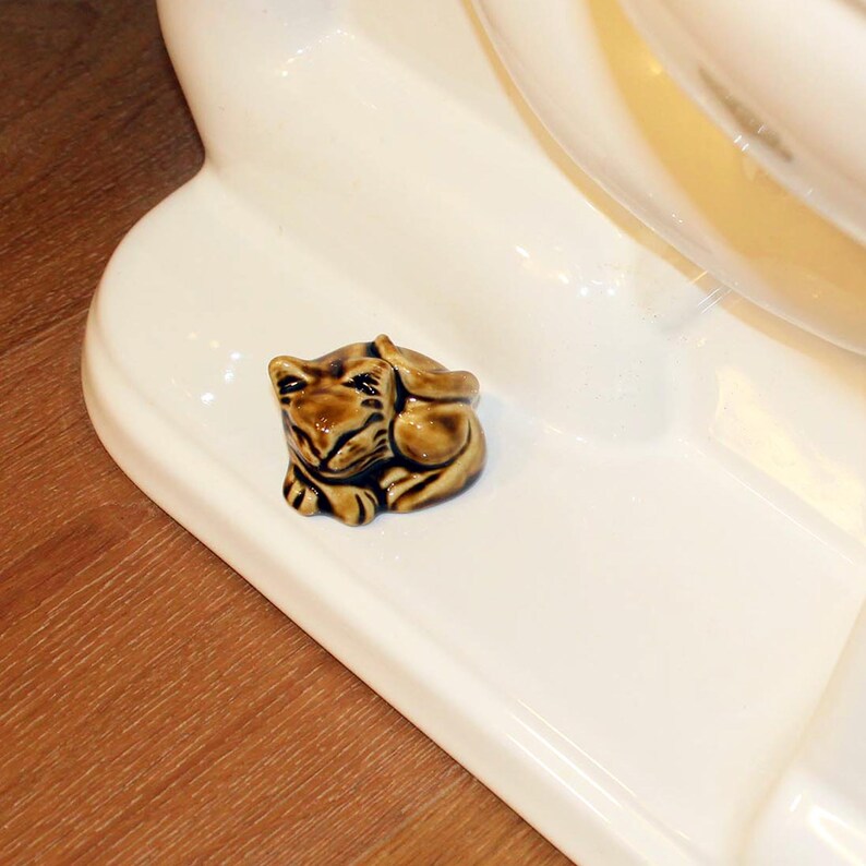 Set of 2 Sleeping Cat Toilet Bolt Covers in Golden Brown Glaze Etsy