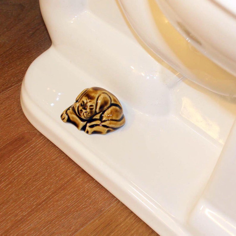 Set of 2 Sleeping Puppy Toilet Bolt Covers in Golden Brown Etsy