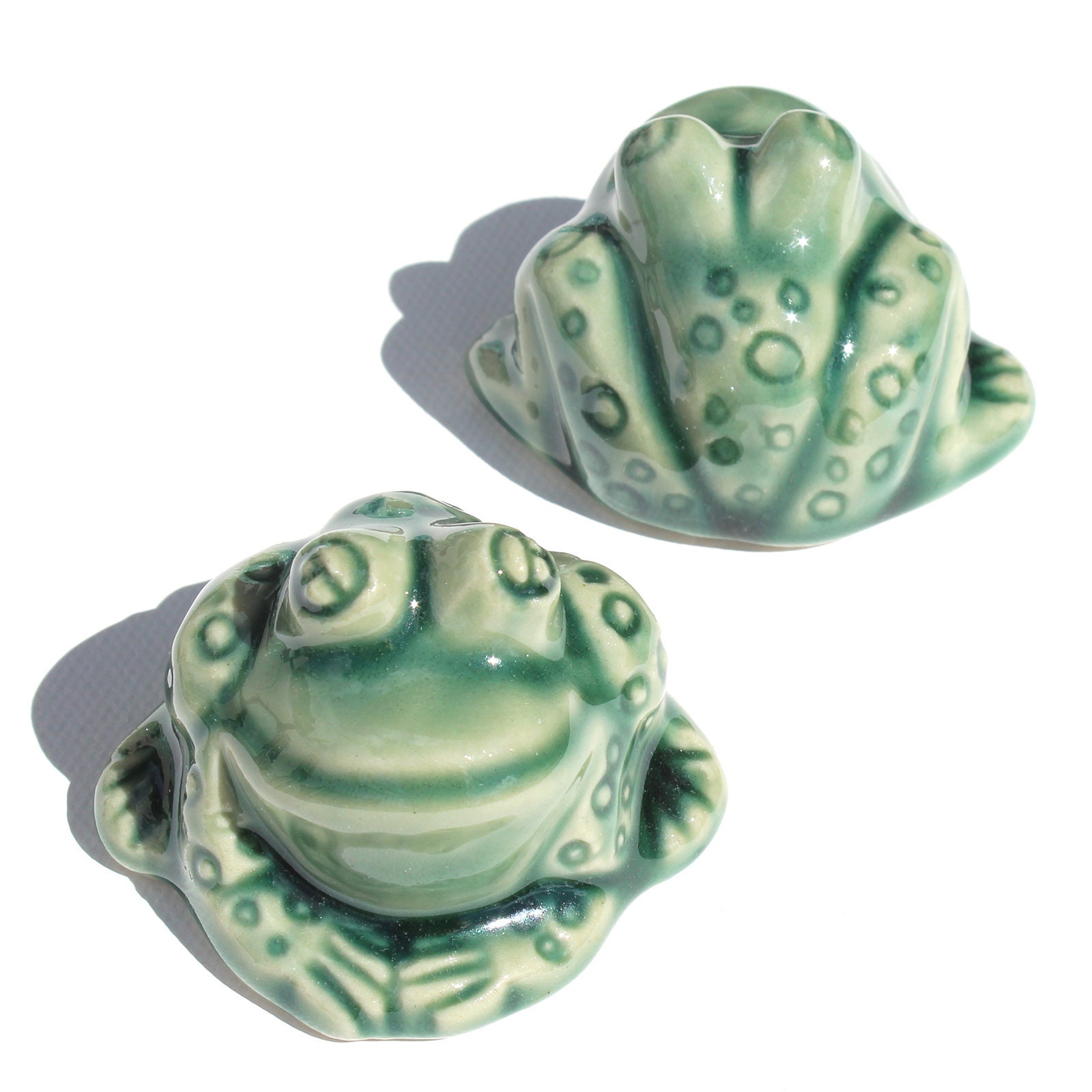 2 Frog Toilet Bolt Caps in an Emerald Green Glaze Etsy
