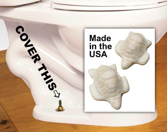 Sea turtle toilet bolt covers in a beige/white glaze, set of 2