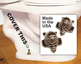 Sea turtle ceramic toilet bolt capsin a black glaze, set of 2