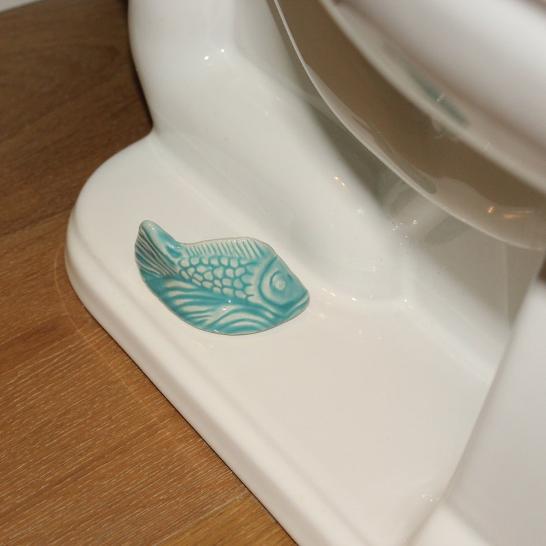 Set of 2 Fish Toilet Bolt Covers in Turquoise Blue Glaze Etsy