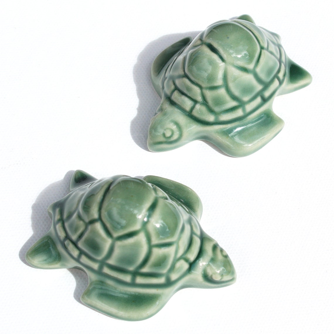 Set of 2 Sea Turtle Toilet Bolt Caps in Green Glaze Etsy
