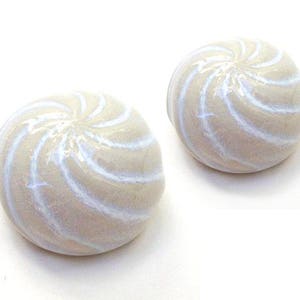 2 Sea Shell ceramic toilet caps in Beige/Opalescent White Glaze, USA made