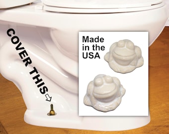 Ceramic toilet bolt caps, set of 2 frog toilet caps in beige glaze