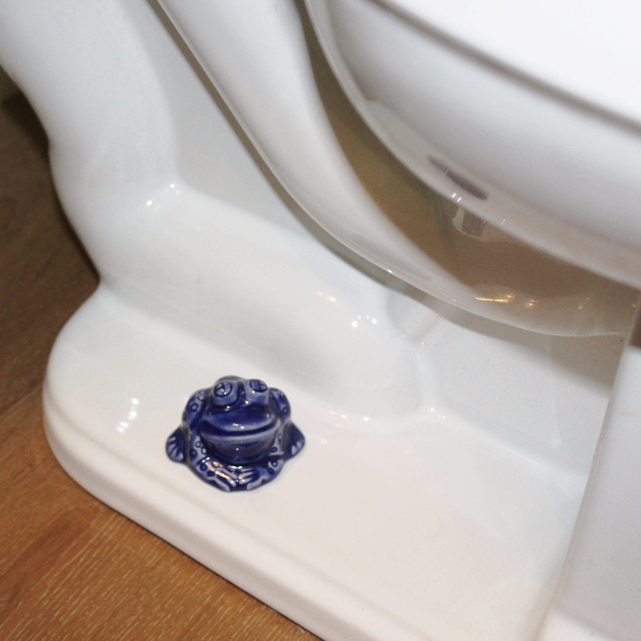 Set of 2 Frog Toilet Bolt Covers in Blue Glaze Etsy