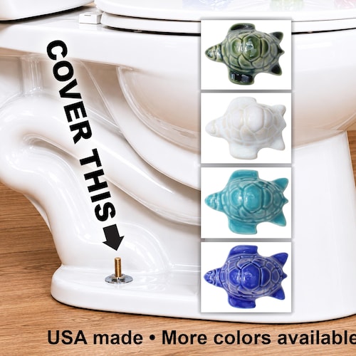 Turtle toilet bolt caps in multiple colors, Fun bath decor, set of 2