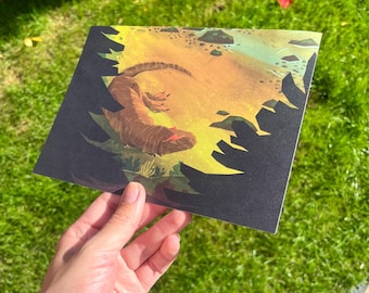 Snoozy Allosaurus A5 Print