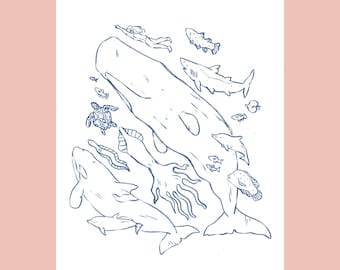 World Oceans Day A4 Riso Print