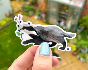 Badger and Blackberries Vinyl Sticker