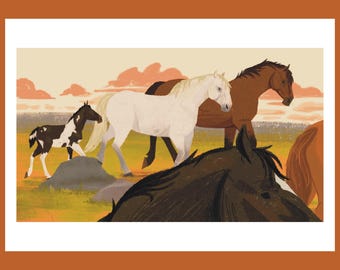 Horse Herd A5 Print