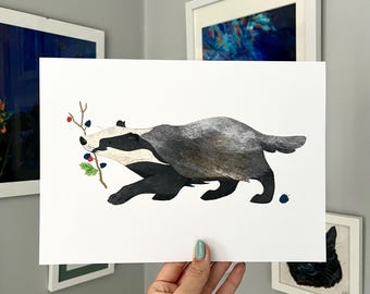 Autumnal Badger A4 Print