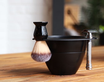 Modular Shaving Bowl by ShaveBowl // Black // Lathering Bowl, Soap Storage Container, Brush & Razor Holder. READY TO SHIP!