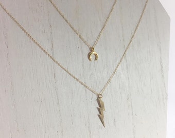 Gold lightning bolt necklace,dainty gold necklace,gold ,gift for her,gold lightning bolt,gold fill necklace,gold fill jewelry,Xmas gift