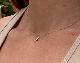 Gold Cross necklace, gold Cross,minimalist necklace,dainty Cross necklace,Cross pendant,Mother's day gift, dainty gold Cross