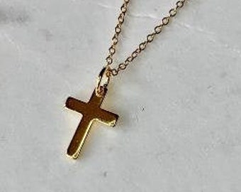 Gold Cross necklace, gold Cross, first communion, confirmation, religious jewelry, dainty Cross necklace, dainty,  Mothers Day, Easter Gift