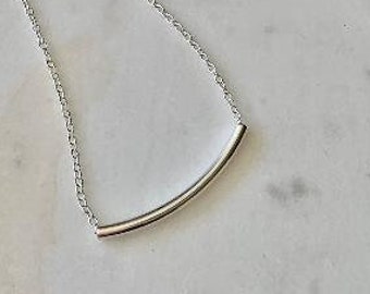 Curved bar necklace,sterling silver bar, dainty curved bar necklace, Gold bar necklace, gold bar, silver bar necklace