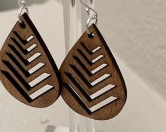 Laser cut earrings, earrings, wood earrings, wooden earrings, sterling silver earring, sterling silver, wood laser earrings, laser wood