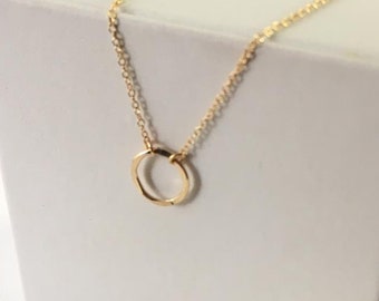 Gold fill circle necklace,open circle necklace, karma necklace,gift for mom, mothers day gift,silver circle necklace,karma necklace