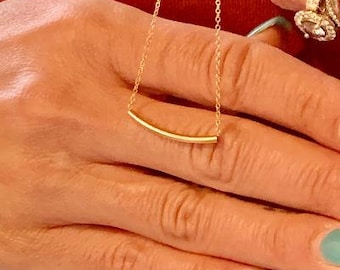 Curved bar necklace,sterling silver bar, dainty curved bar necklace, Gold fill necklace, Dainty necklace, dainty jewelry