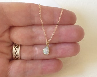 October Birthstone,Opal necklace,Opal charm,October birthday gift, opal pendant, dainty necklace, gold fill necklace,opal jewelry