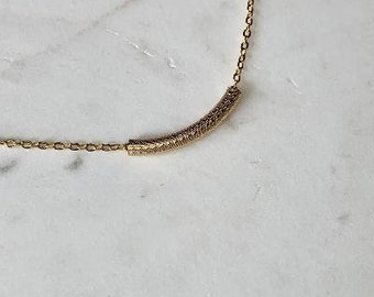 Curved textured bar necklace,gold fill bar, dainty curved bar necklace, Gold fill necklace,Mothers day gift, textured gold fill bar