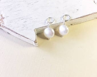 Coin pearl pendant,gift for her,June birthstone,minimalist jewelry,coin pearl,pearl earrings,gold filled pearl,pearl,Mother's day gift,pearl