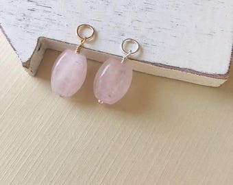 Rose Quartz drop pendant,necklace add one,sterling silver,rose pendant,necklace accessory,gift for her, small gift, minimalist jewelry