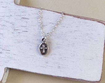 Confirmation Gift,charm necklace,Cross necklace, antique silver cross,minimalist jewelry, gift for her, girls necklace