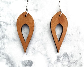 Laser cut earrings, earrings, wood earrings, wooden earrings, sterling silver earring, sterling silver, wood laser earrings, laser wood