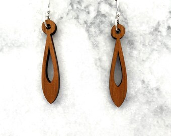 Laser cut earrings, earrings, wood earrings, wooden earrings, sterling silver earring, sterling silver, wood laser earrings, laser wood