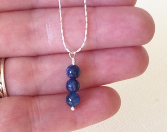 16 inch sterling silver necklace,  gift for her, minimalist jewelry,kyanite necklace, kyanite, blue necklace, graduation gift