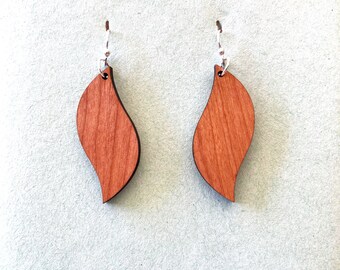 Laser cut earrings, earrings, wood earrings, wooden earrings, sterling silver earring, sterling silver, wood laser earrings, laser wood