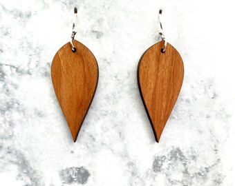 Laser cut earrings, earrings, wood earrings, wooden earrings, sterling silver earring, sterling silver, wood laser earrings, laser wood
