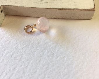 Faceted Rose Quartz, necklace add one,gold fill,rose quartz charm,Onion cut rose quartz,small gift,minimalist jewelry, pink pendant
