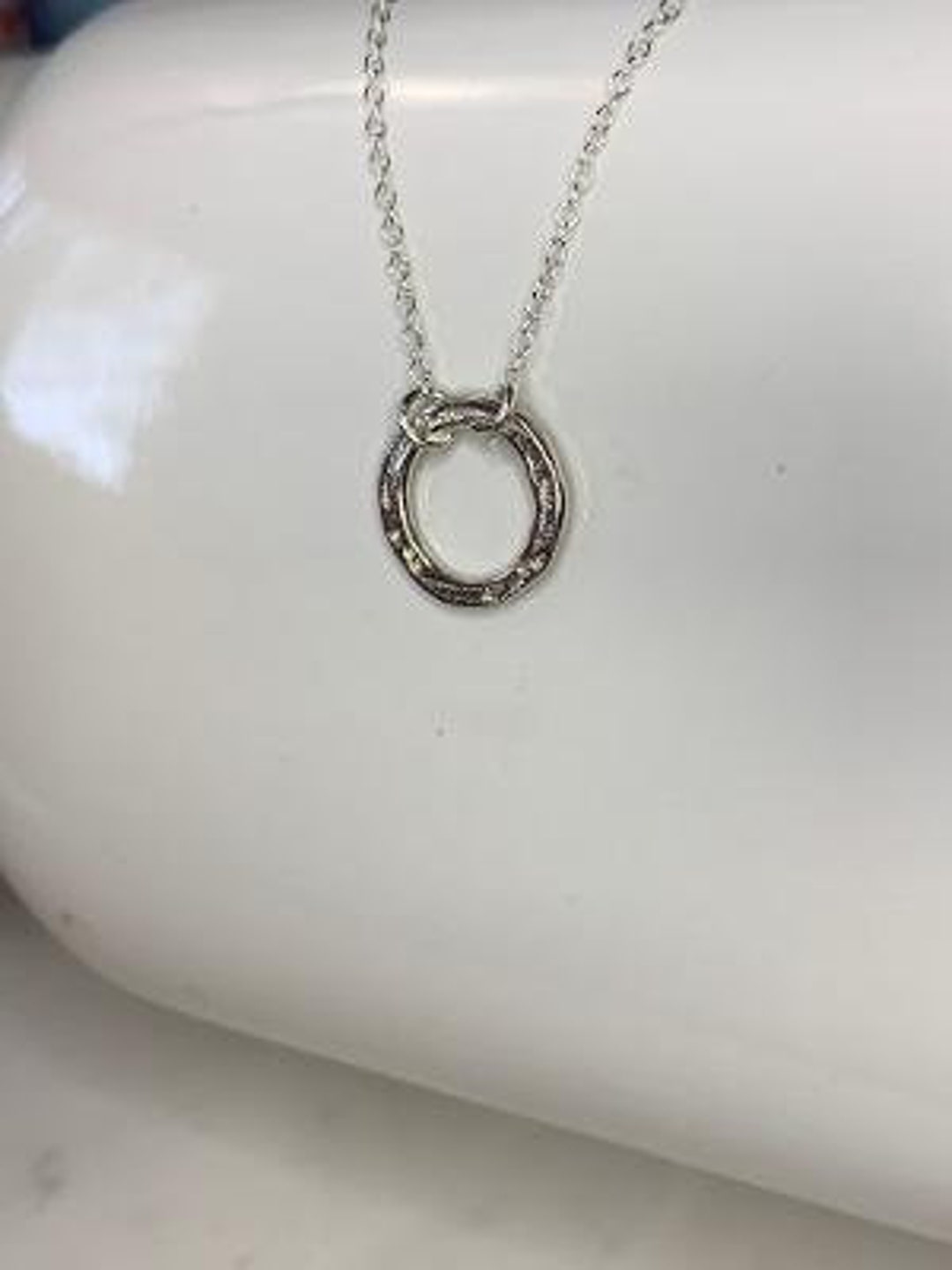 Sterling Silver Circle Necklaceopen Circle Karma Necklace - Etsy