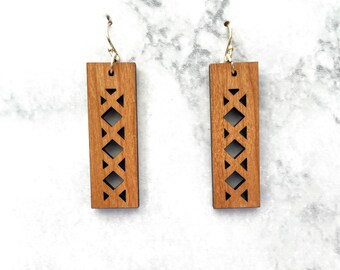 Laser cut earrings, earrings, wood earrings, wooden earrings, sterling silver earring, sterling silver, wood laser earrings, laser wood