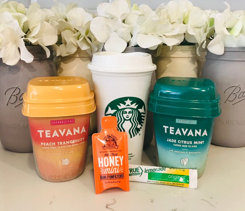 Get Well Tea Set Starbucks Medicine Ball Teavana Mint & Peach Etsy