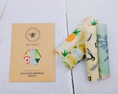 Set of 4 100 Natural Beeswax Food Wraps, Zero Waste, mixed colours, Little Kitchen Gems